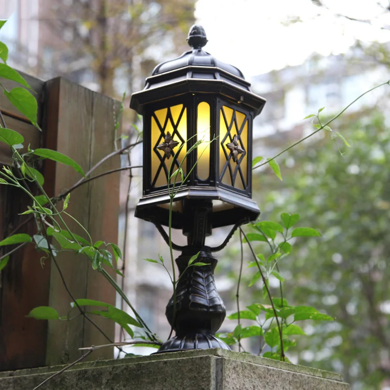 New European Style Retro Outdoor LED Garden Lights Pillar Gate lights