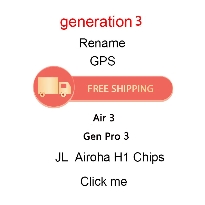 

Free Shipping GPS Rename Air Pro 3 JL Air 3 Original 1:1 Tws Gen 3 Air 3 Pro Wireless Earphone Earbuds Air Pro 3, White