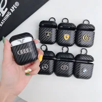 

Luxury Carbon Fiber Texture leather Protective Cover Anti-fingerprint Washable Shockproof Case Skin for Air-pods1 2