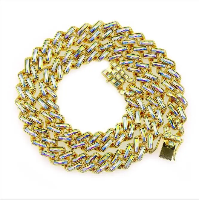 

Colorful Cuban Chain For Men's Hip Hop Jewelry Fashion Top Quality Steel Necklace