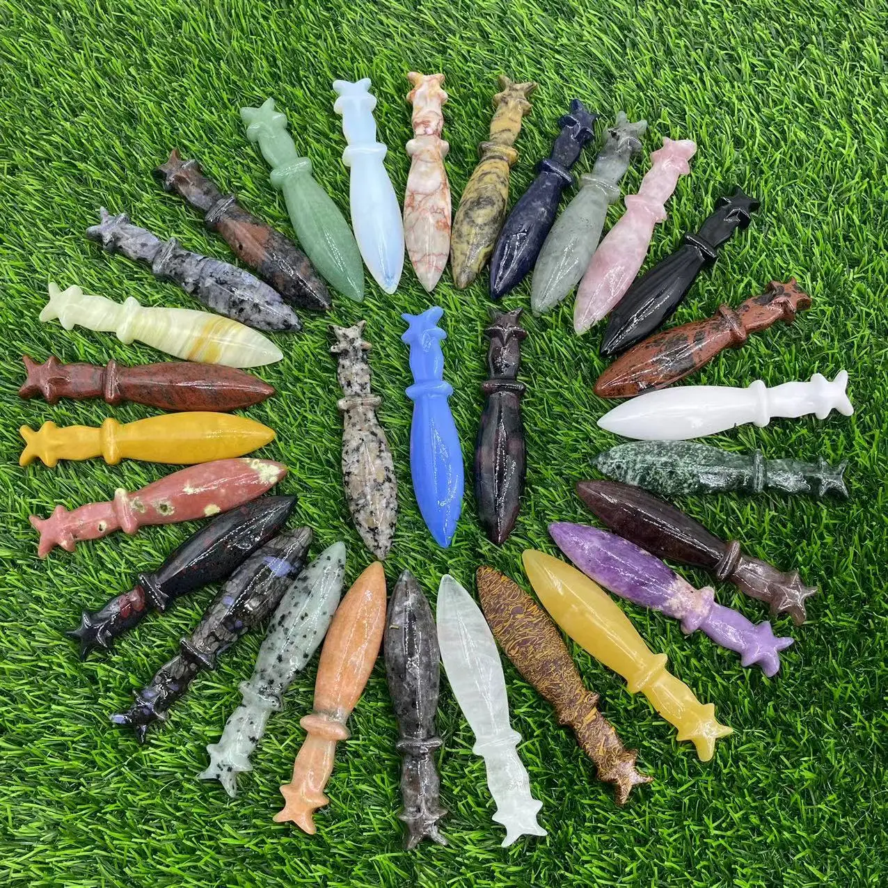 

12cm Natural gemstones multi gemstones knives crystal craft unique gifts healing stones carvings crystal knife