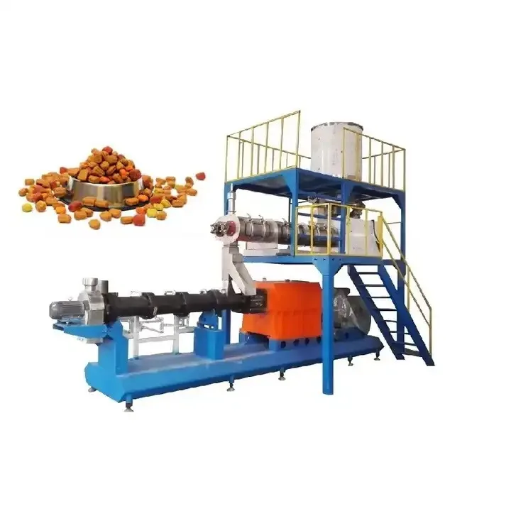 High-capacity pet treat food dog kibbles producing line twin-screw extrusion machinery and drying equipment