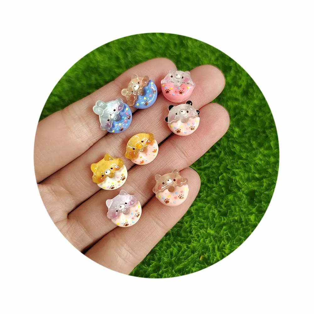 

100Pcs Kawaii Cartoon Donut Nail Art Charms 3D Cute Resin Jelly Donut Sweet Dessert Beads For Nail Art Decoration Accessories