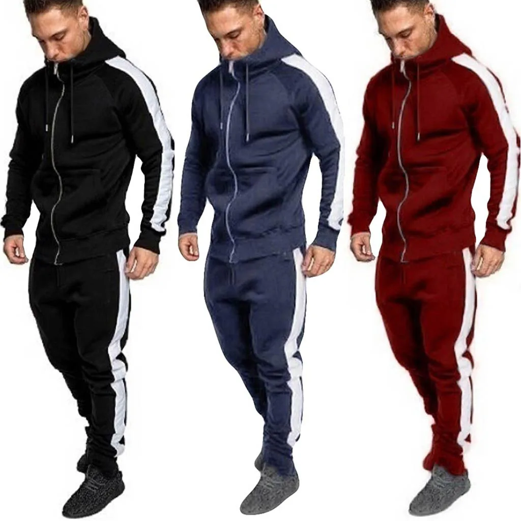 

High Quality Custom Solid Jogger Suit Zipper Fashion Tracksuit Pants Jogger Sweatshirt For Man, Red