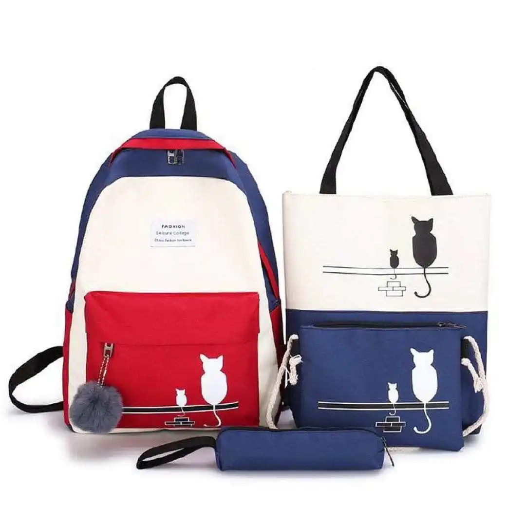 

2021 Manufacturer Direct Sells Canvas School Shoulder Bags Sets High Class Student Backpack School Bag for Teenager Girls, More than 10 colors or customized