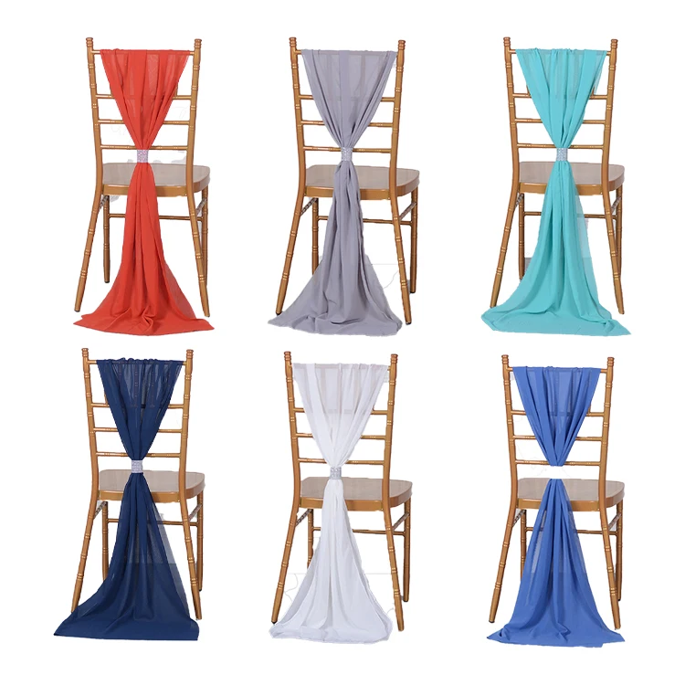 

Ivory White Chiffon Chair Sash Luxury Wedding Chiffon Chair Drape for Banquet Chiffon Chair