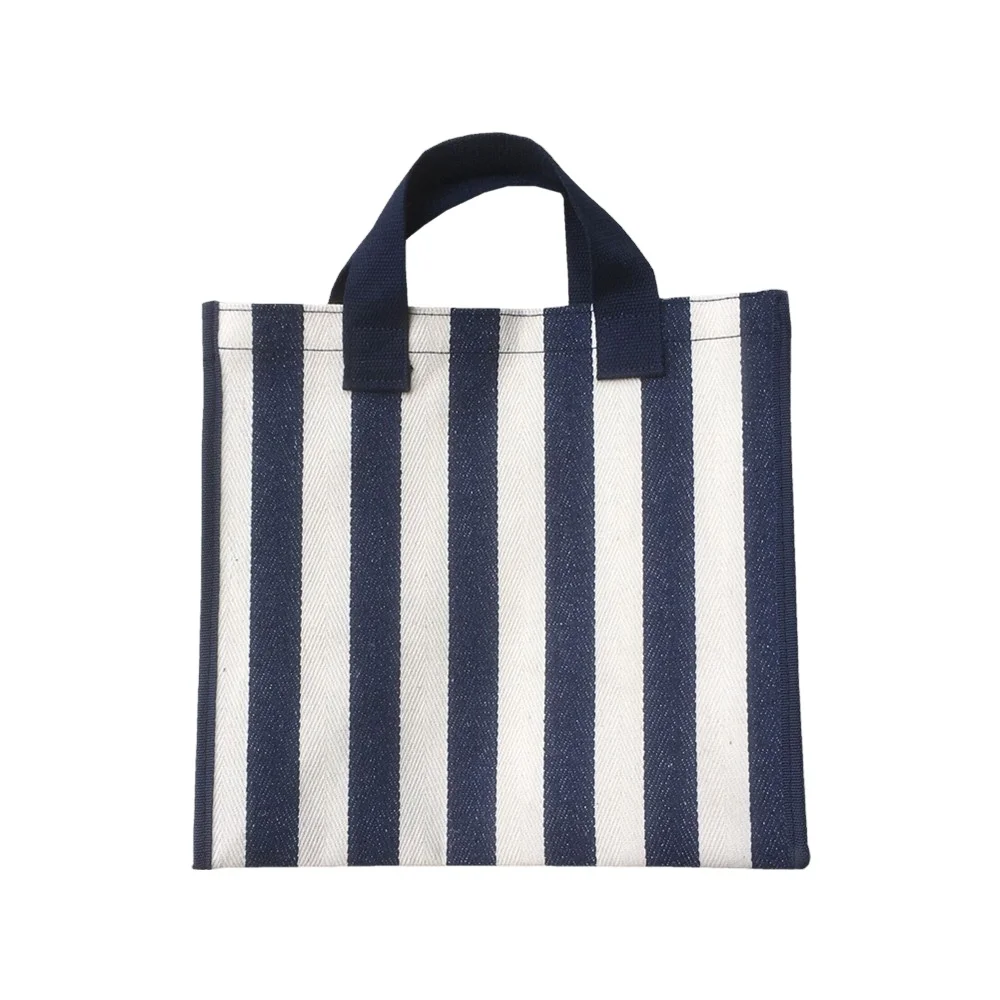 

New Fashion Large Capacity Handbag Black Stripe Short Strap Handbag Durable Canvas Bag, Various customizable