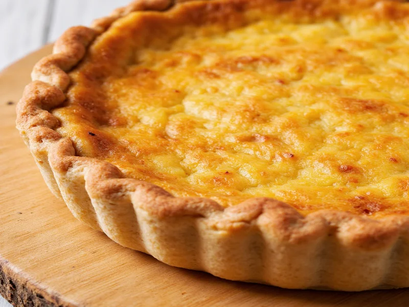 Perfect golden brown quiche crust closeup