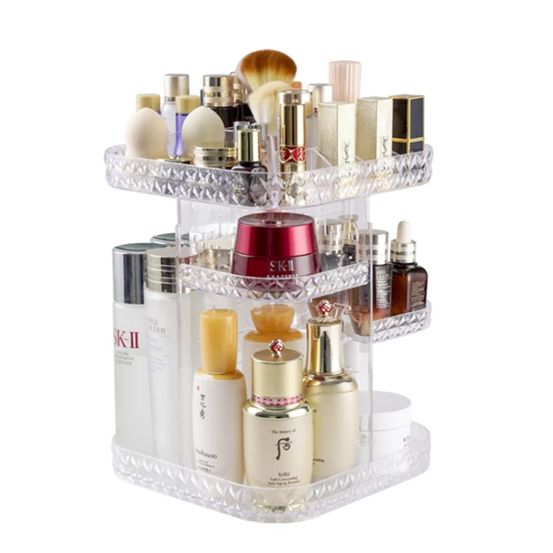 

Beauty Cosmetic Storage Box Transparent Acrylic Desktop Skin Care Product Dresser Finishing Swivel Acrylic cosmetic storage box