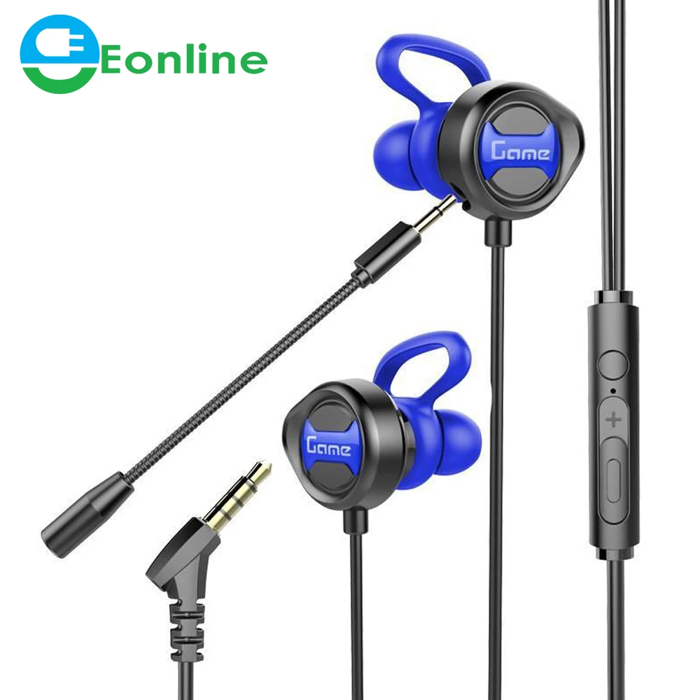 

3.5mm Wired Control Gaming Headset Dynamic Noise Reduction In Ear Gamer Earphones with Dual Mic for PUBG PS4 Xbox One Computers