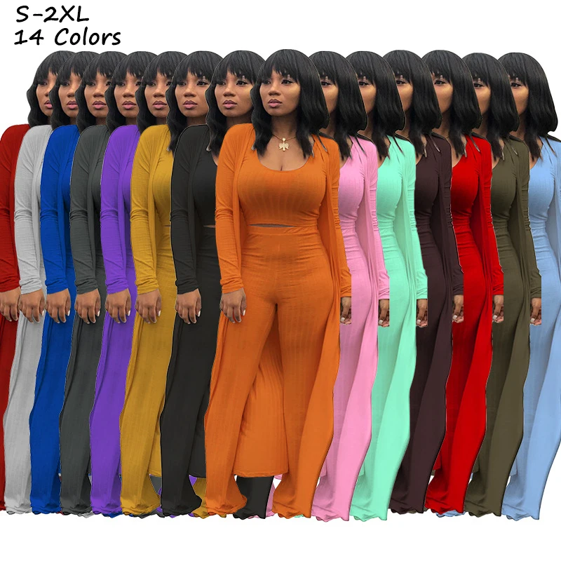

Spring 2022 Women S Clothing Custom Cardigan And Long Pants 3 Piece Set Outfits Sweater Set For Women Lounge Wear Sets