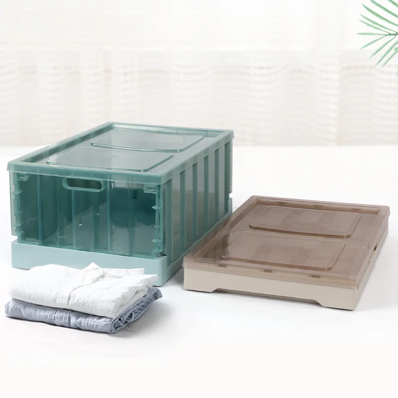 

High Quality Large Capacity Durable Plastic Foldable Home Containers Storage Boxes & Bins With Lid