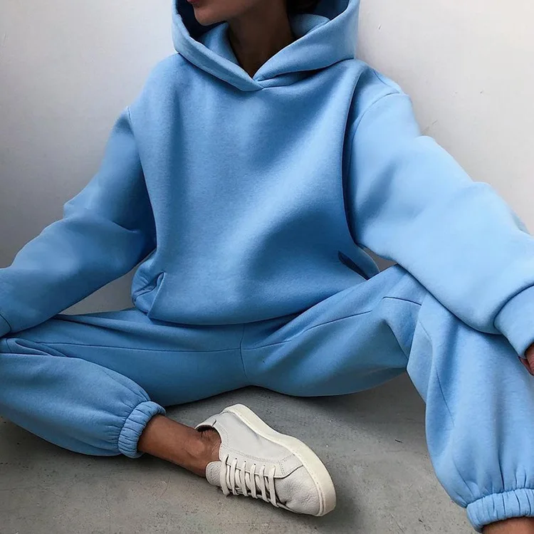 

Plus Size Hoodies Tracksuit Long Sleeve Sweatshirts Jogger Pants For Women 2 Piece Sweat Sets Autumn Winter Sports Pants