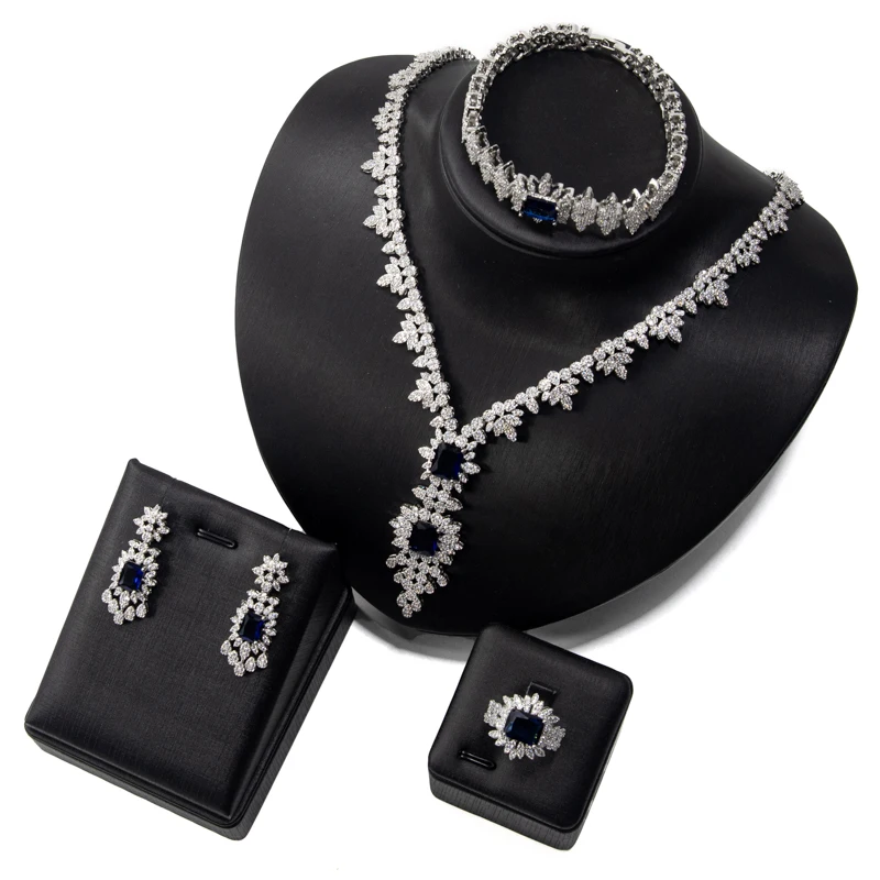 

Luxury Zirconia Necklace Gold Plating Wedding Jewelry Set