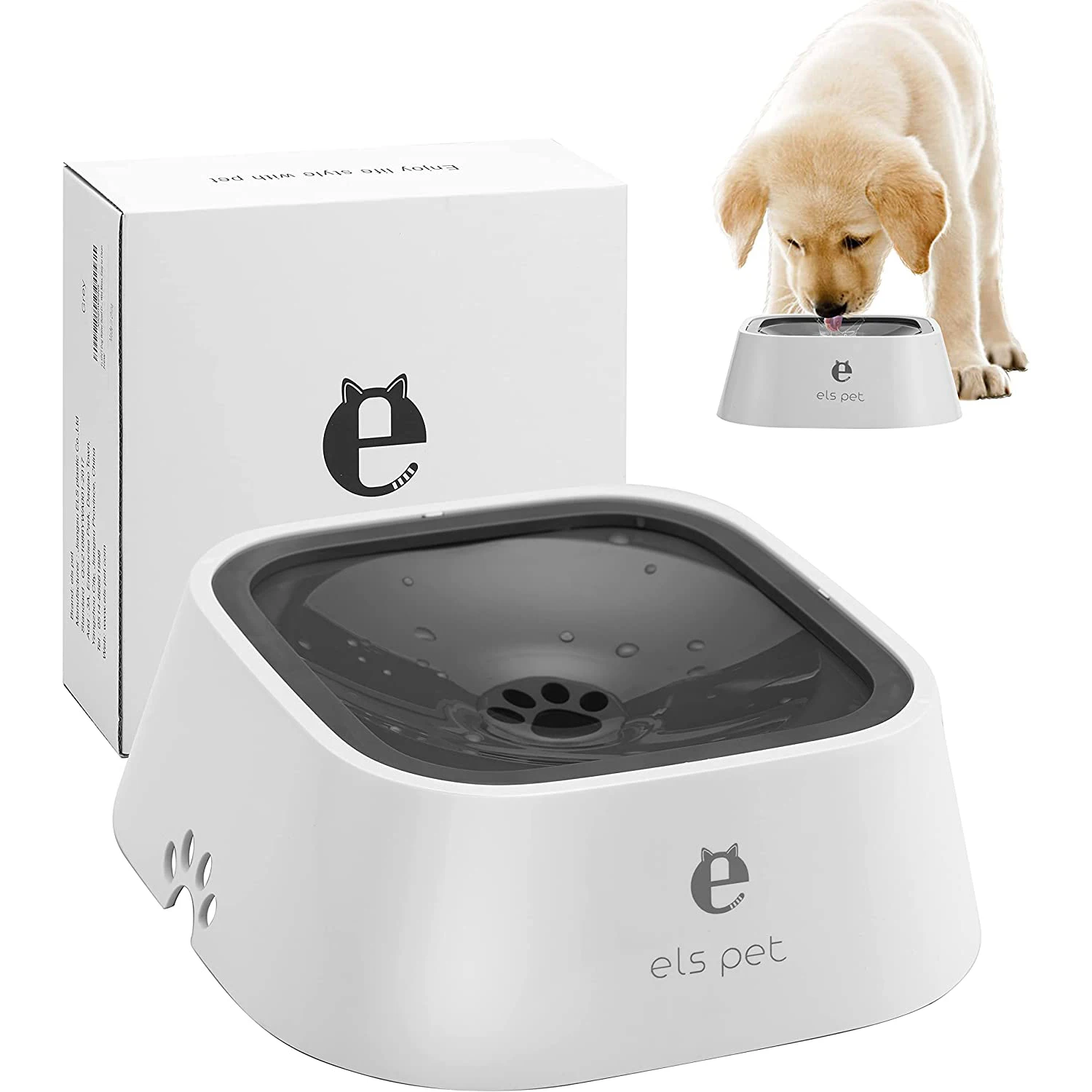 

1.5L Pet Floating Water Bowl No Spill Anti-Overflow Anti-Choking Automatic Water Food Bowl for Dog Cat Puppy Animal Feeding, White/grey/pink/blue