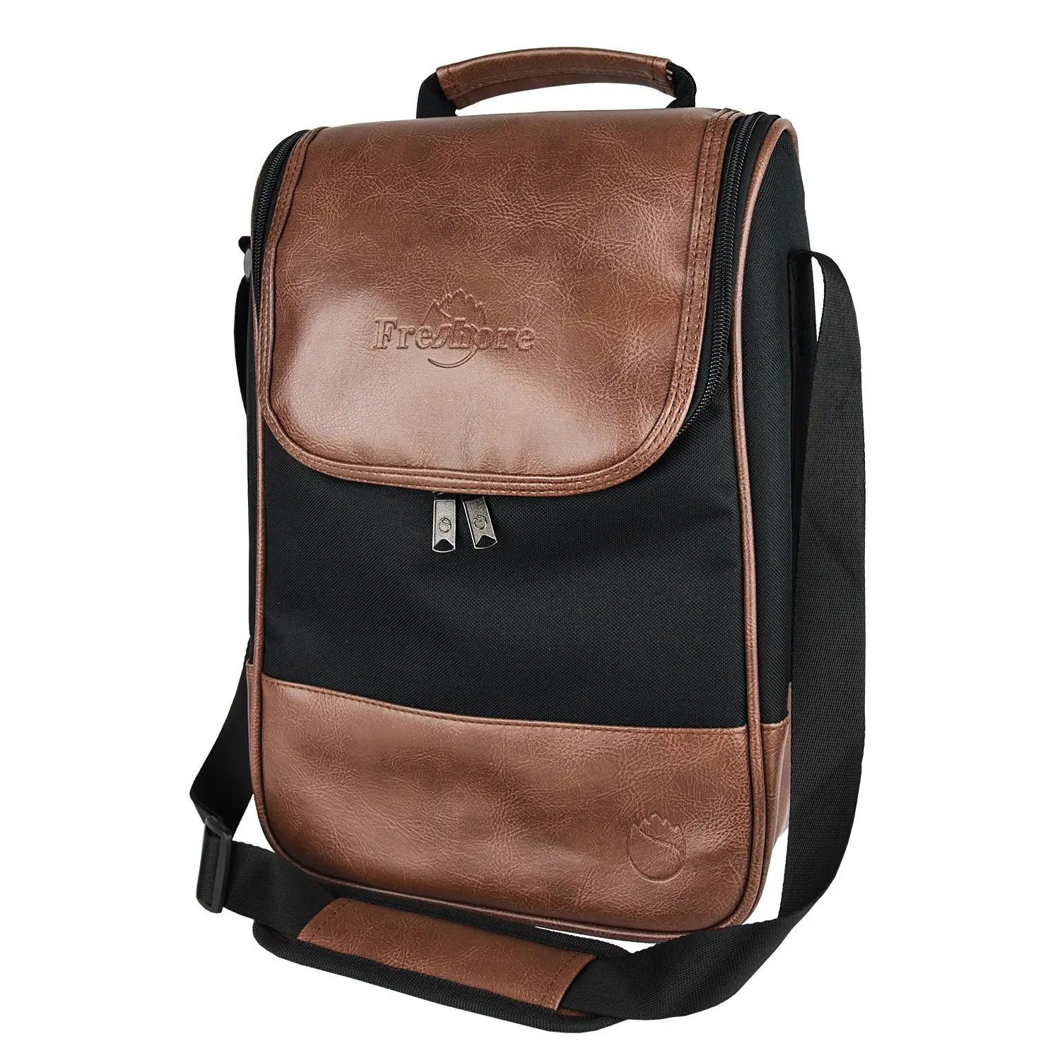 

Pu Leather Insulated 2 Bottle Wine Cooler Bag Wine Carrier Tote Bag with Shoulder Strap and Padded Protection Great For Travel, Customized color