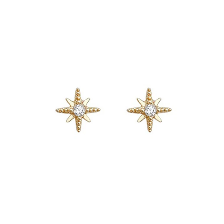 

Korean Design Personality Fashion Shining Rhinestone Star Design Stud Earring, Gold
