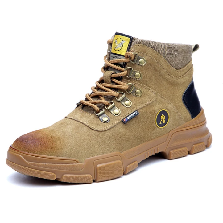 

Fashion Puncture Proof Leather Shoes Steel Toe Cap Construction Safety Boots ESD Work Footwear, Black, brown