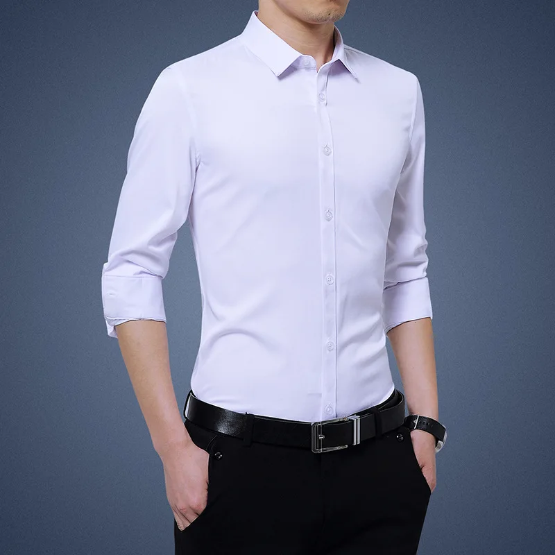 

New Design Plus Size Men's T-shirts Solid Color Long Sleeve Dress Men Clothes Shirts For Men Slim