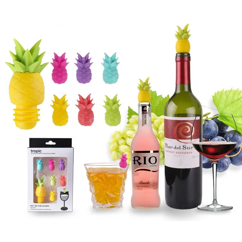 

Decorative cute pineapple silicone wine cork bottle stopper