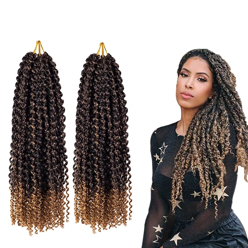 

Wholesale Passion Twist Hair Water Wave Crochet Braids Passion Spring Twist Curly Crochet Hair Braiding Synthetic Hair, Per and ombre color more than 15 color aviable