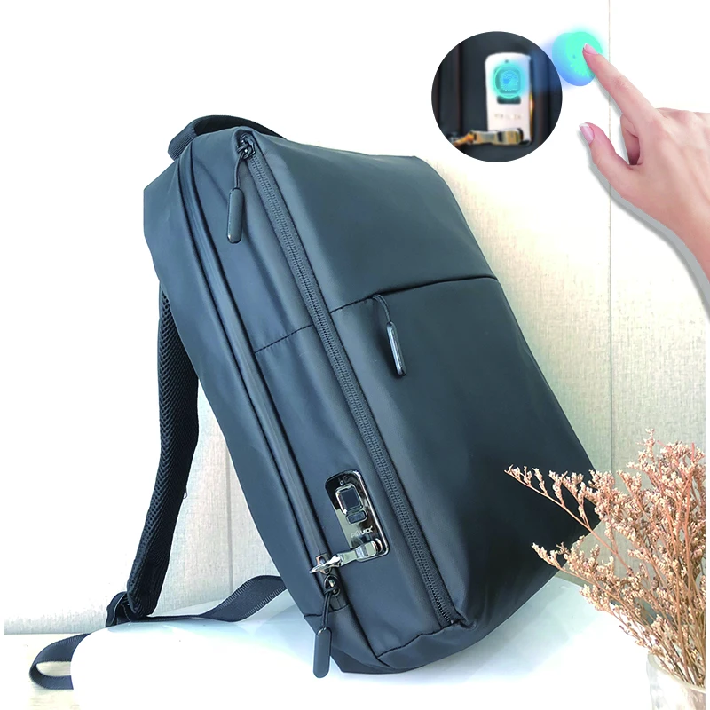 

Wholesales Waterproof USB Charging No Combination Mens Anti-theft Bags Fingerprint Lock Anti Theft Backpack Laptop Bags Backpack, Black bag