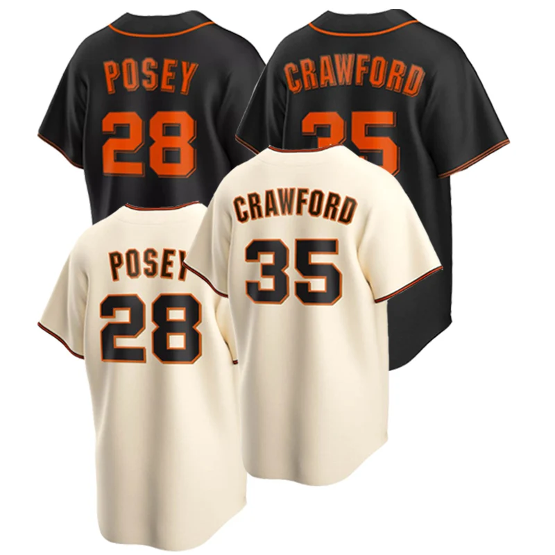

Free Shipping Mens San Francisco Buster Posey #28 Brandon Crawford #35 stitched Baseball Jersey