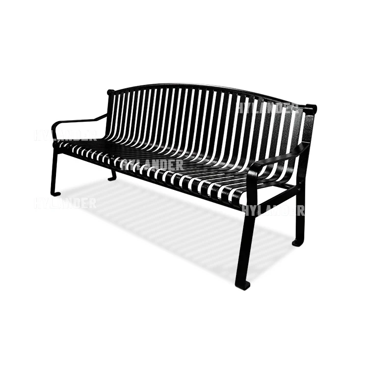 Metal Outdoor Seating Bench Flat Steel Public Bench Outdoor Park Chairs