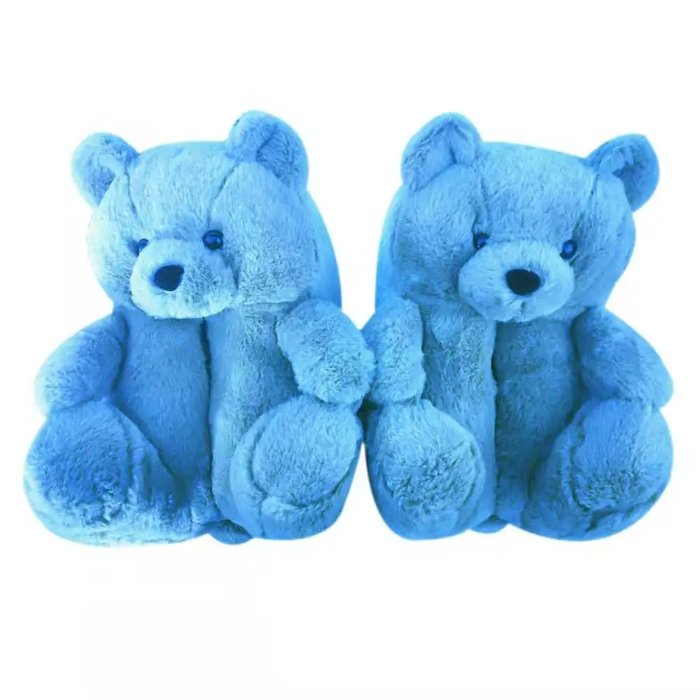 In Stock Plush Teddy Bear Slippers Wholesale Furry Women House Shoes