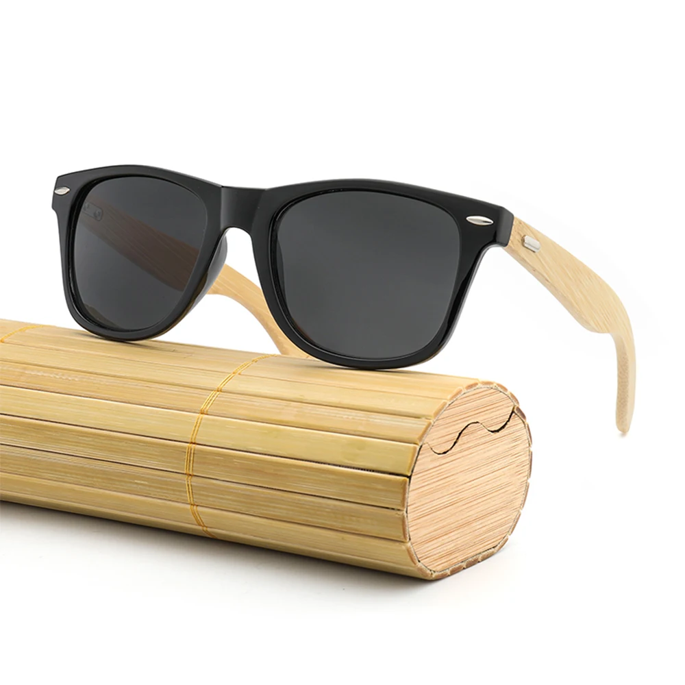 

1501 New fashion brand cheap black polarized bamboo temple sunglasses wood, As picture or custom colors