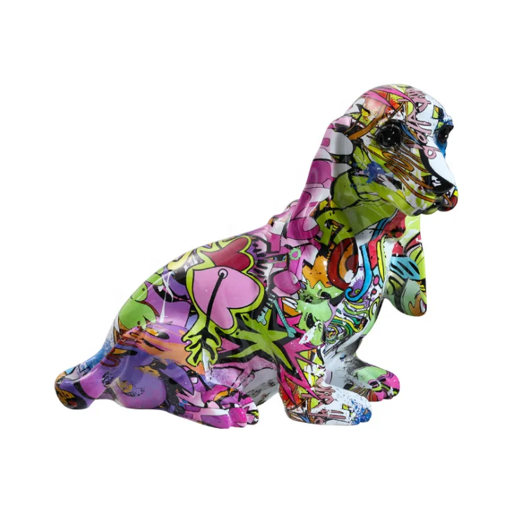 

Hot Sale Modern Dog Sculpture Water Transfer Printing Life Size Dog Decor Statue For Home Decoration, Picture shows
