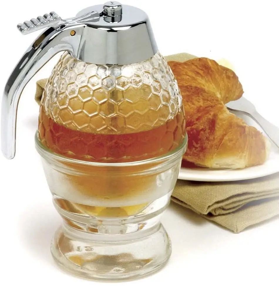 

Maple Syrup Dispenser Honey Comb Shaped Honey Pot Honey Jar with Stand