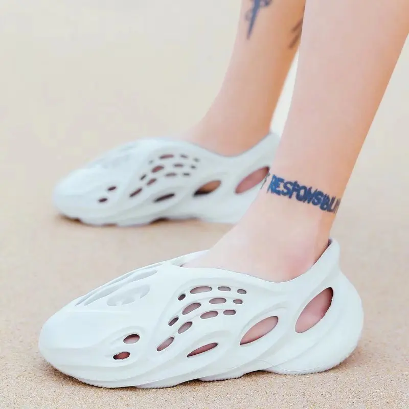 

Casual shoes outdoor foam beach men and women wear-resistant rubber and plastic sandals water beach shoes vacation swimming, Black