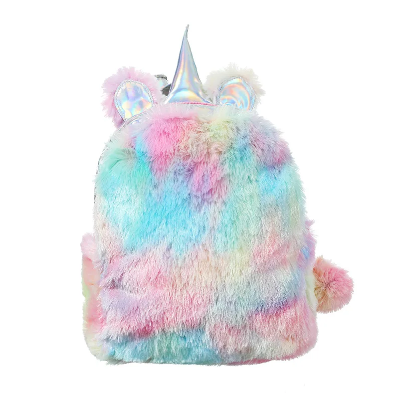 

Wholesale cheap unicorn kids plush pu leather backpack girl kids school unicorn bag backpack, As pictures