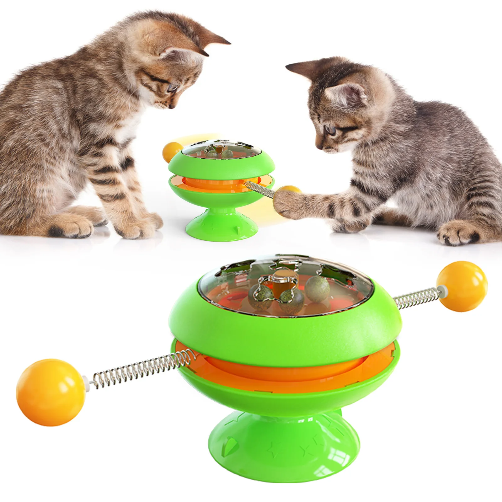 

New Pet Toy Led Ball Flash Color Interactive Turntable Toys 360 Cat Track Toy Cat Bucket Catnip Ball, Blue,pink,yellow,sky blue,green