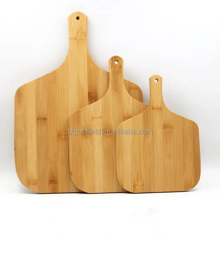 

Restaurant Home Serving Wood Pizza And Bread Fruit Plate With Handle Tray Cutting Board, Natural