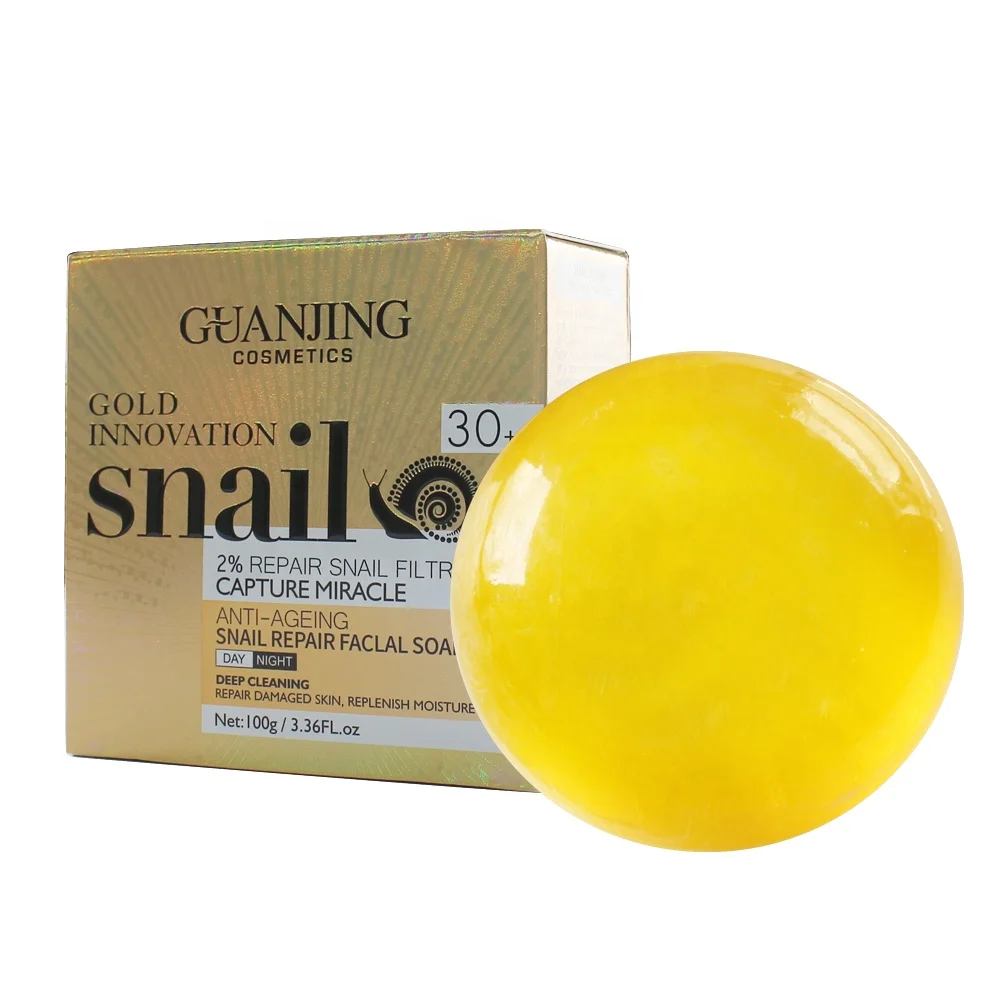 

Private lable anti-aging snail repair facial soap gentle cleaning face soap, Yellow