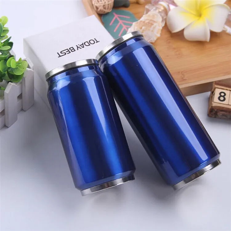 

300/500ml Water Bottle With Straw Stainless Steel Cans Suction Cups Sports Cola Cans