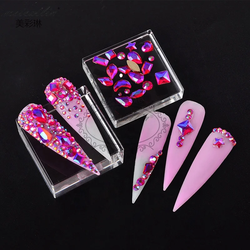 

2021 Nails Salon Professional Products Siam AB Nail Crystal Rhinestone Boxes For Nail Supplies, 1 colors