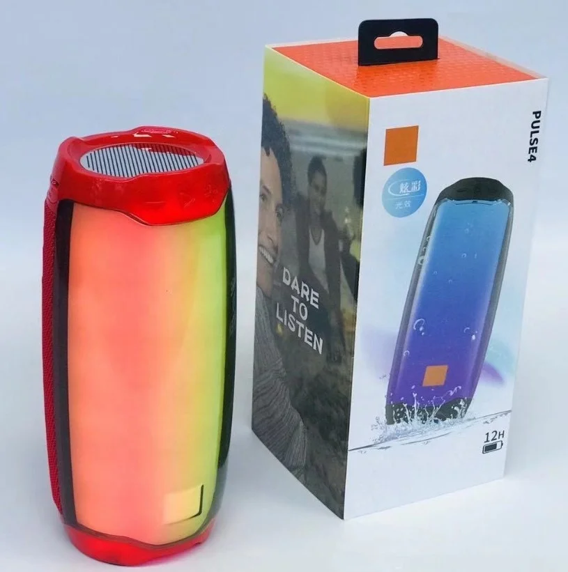 

Amazon Hot selling RGB light wireless speaker Pulse 4 subwoofer portable TF card hands free calling speaker