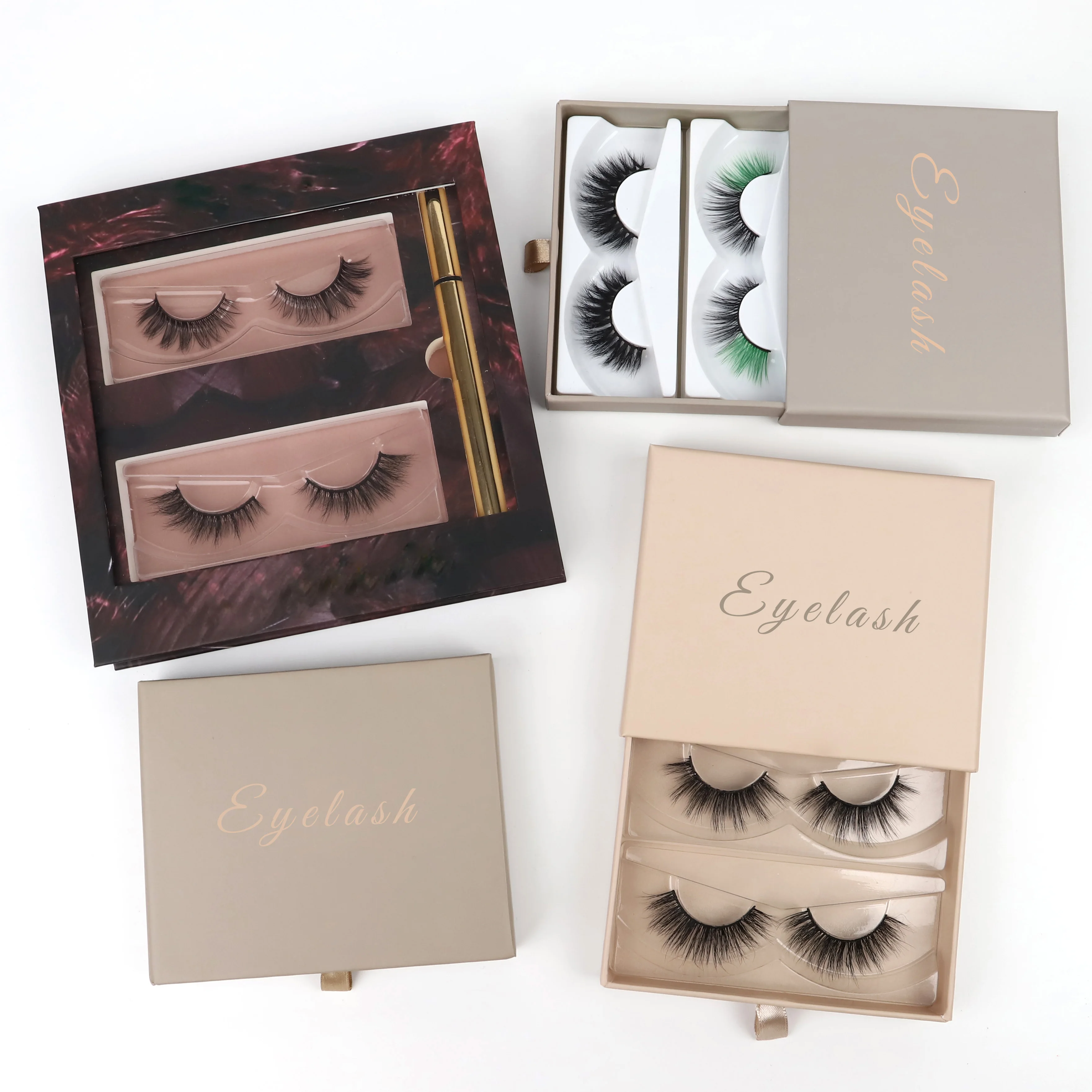 

100% vegan wholesale customized packaging faux mink lashes