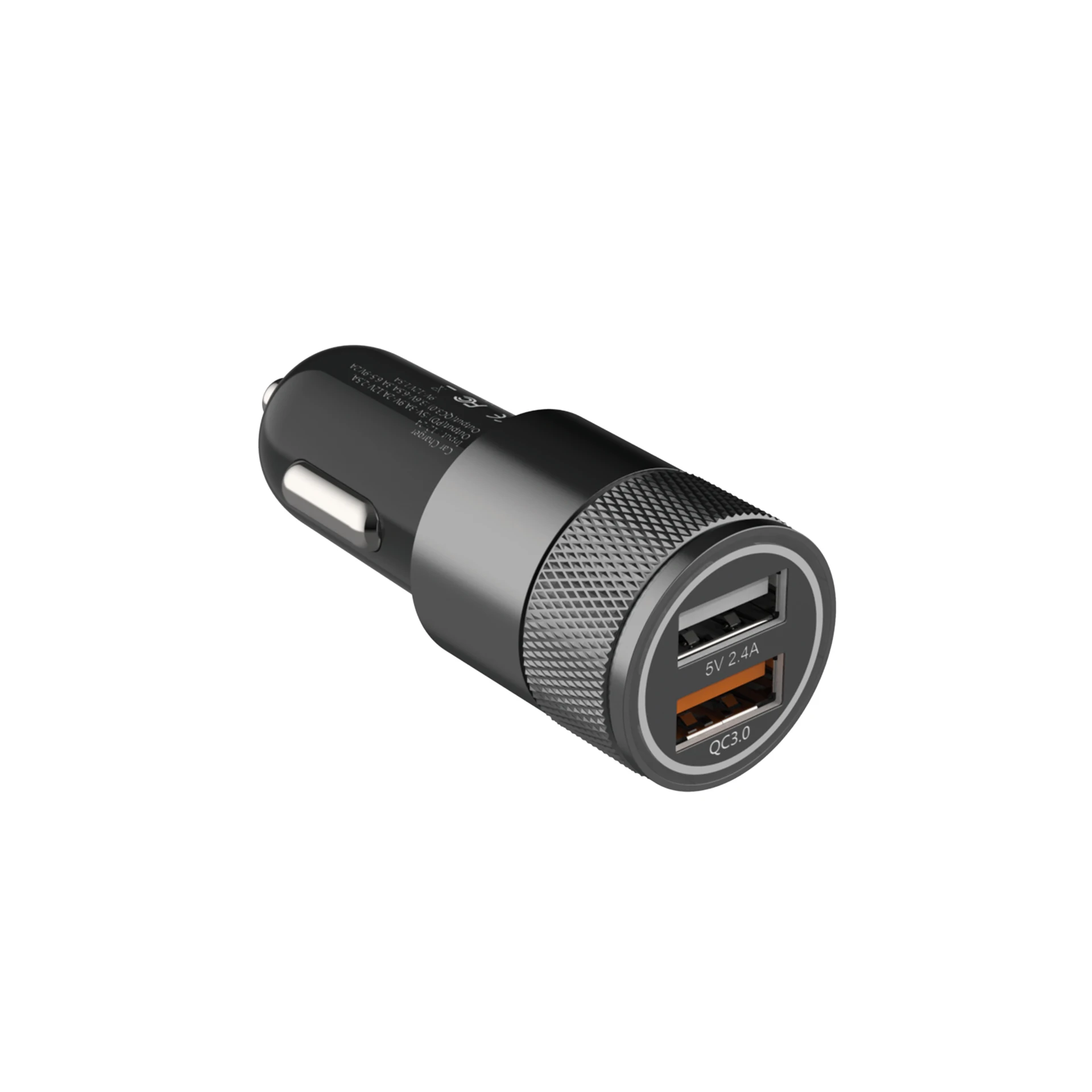 

High quality Dual USB QC3.0 and 5V 2.4A metal kc phone car charger