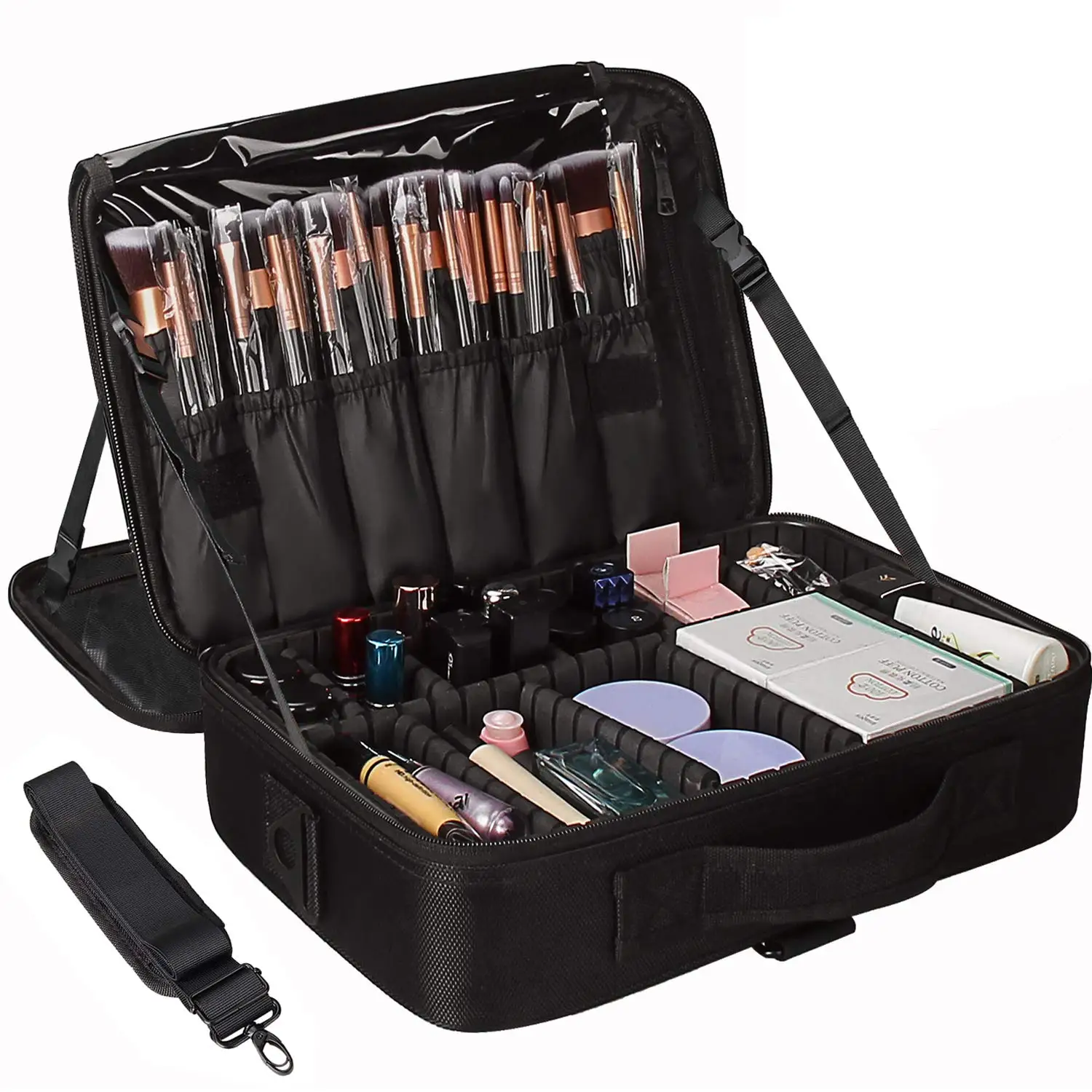 

Hot Selling Popular Soft Material High Quality Cosmetic Bag Black Makeup