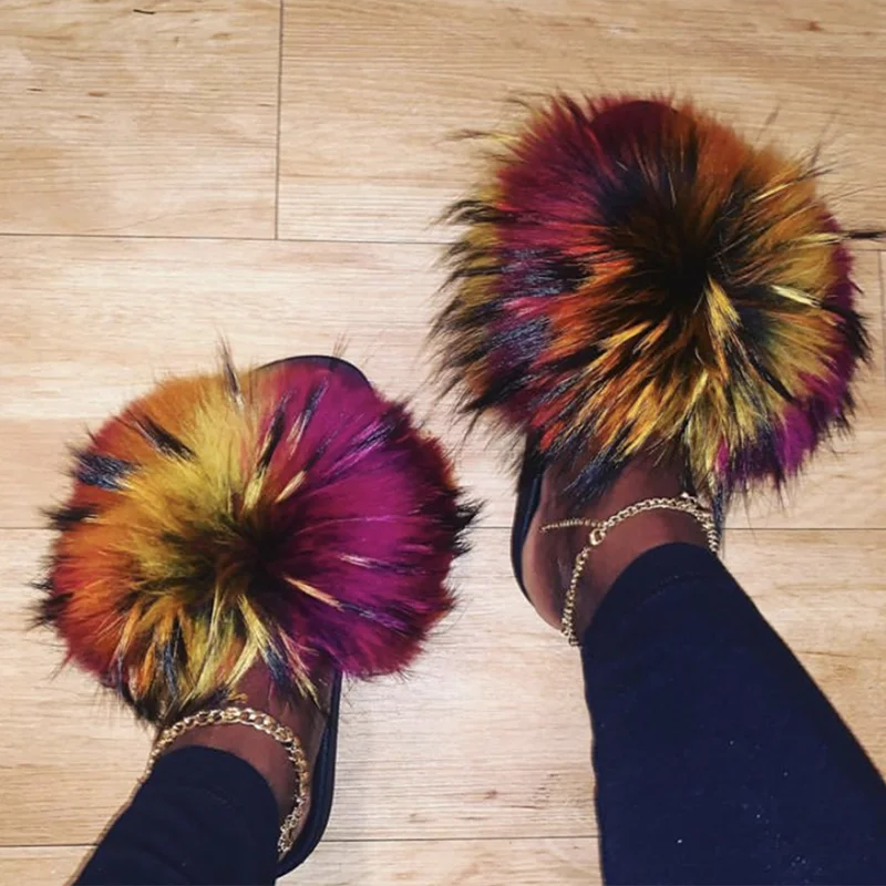 

Custom And Creamy- Mixed Color Fur Slides Wholesale, Customized color