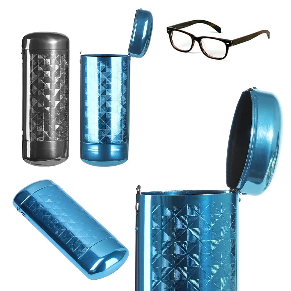 Source New Fashion Hard Metal Aluminum Lattice Glasses Case Capsule Flip  Top Eyeglasses Case Protector For Glasses Storage Tools on m.