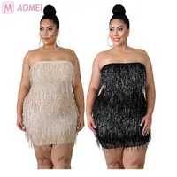 

DO910010 newest strapless sequin fringed tube bodycon party Fashion Clothing Dress Women Plus Size