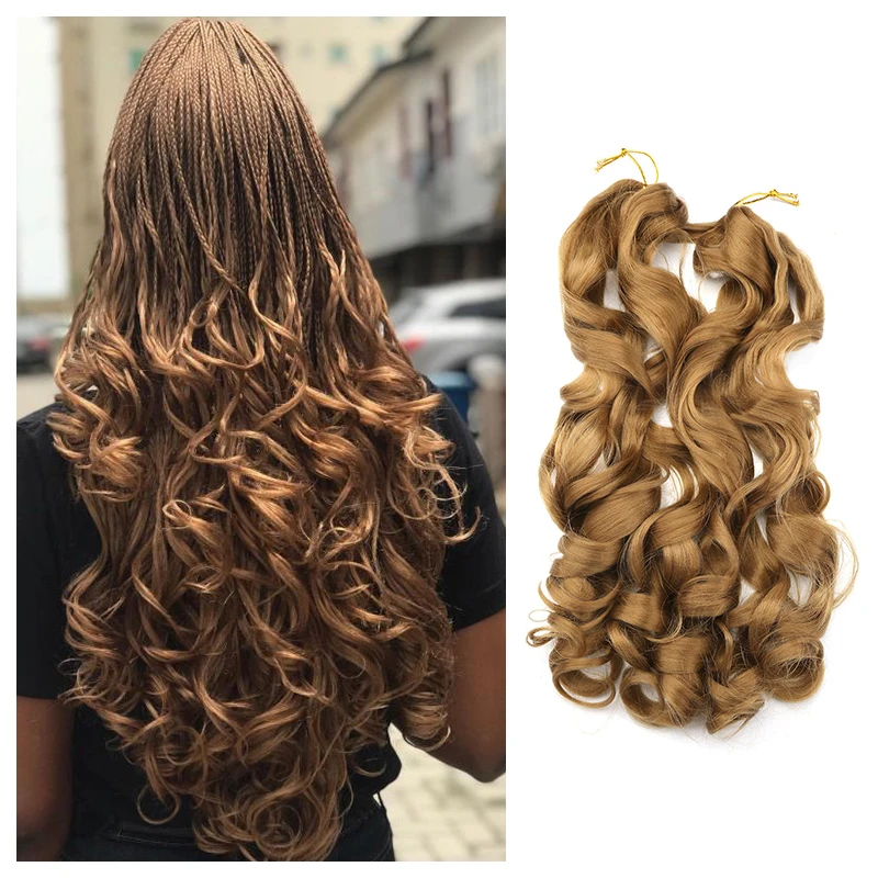 

hot selling 22inch Ombre Easy Braid Hair Curly Loose Wave Crochet Wholesale Braiding Hair Pre Stretch Synthetic Hair Extension