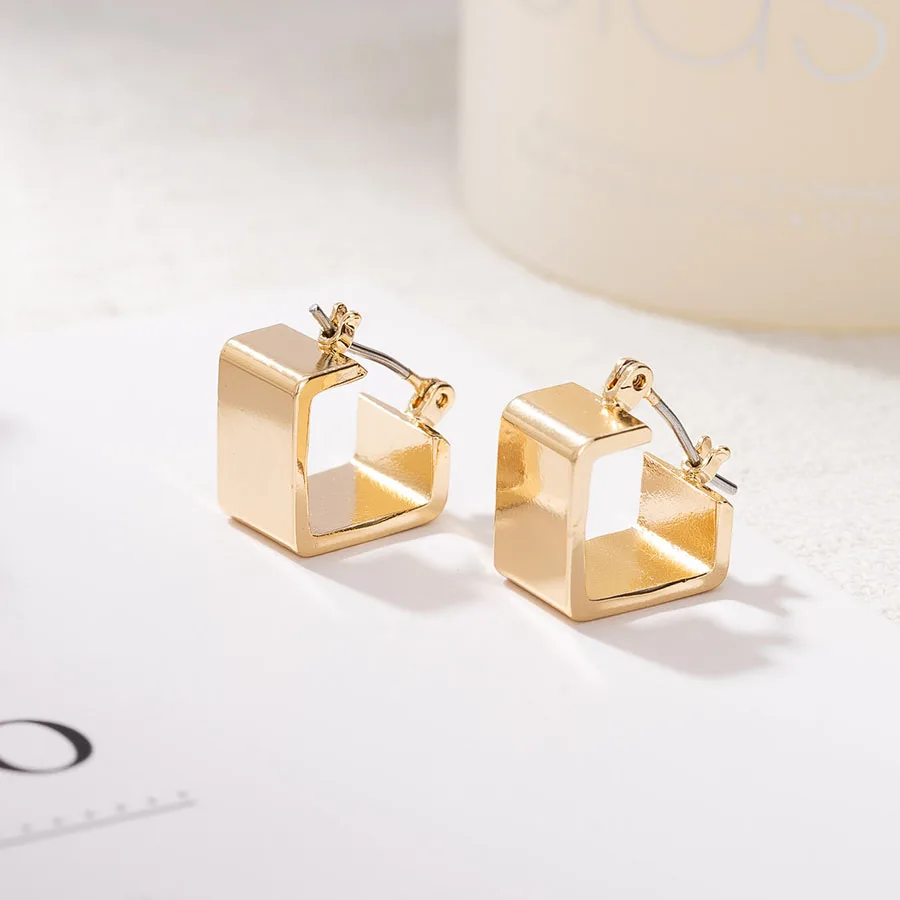 

Simple Geometric Stud Earrings stainless 18k gold Square hoop stud Earring for women jewelry