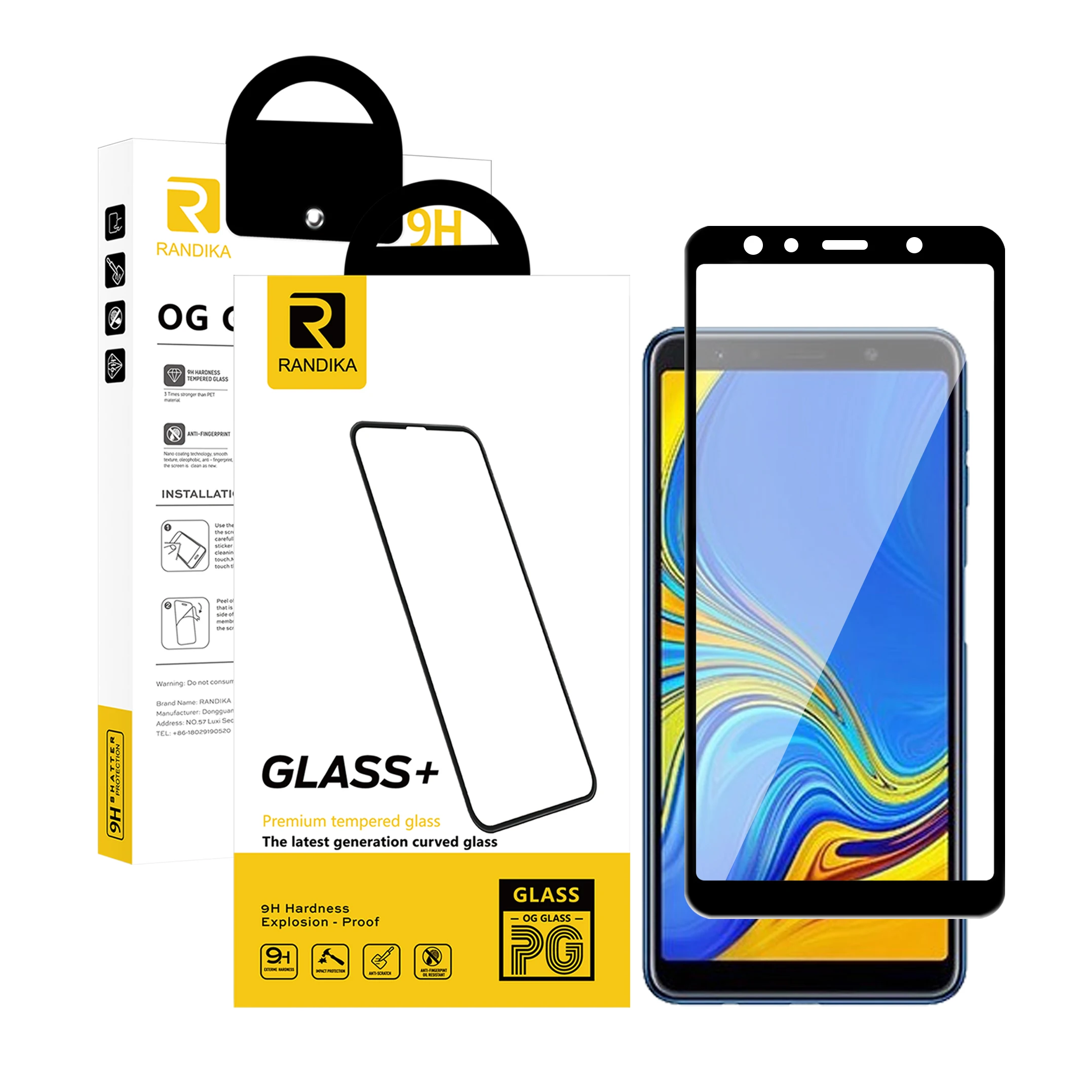 

Full cover HD clear 1 2 3 pack for samsung galaxy a7 2018 a750f tempered-glass og screen protector, Transparent