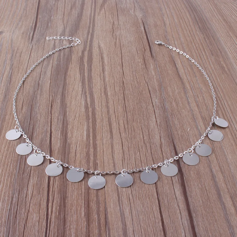 

Gold-embossed sequin coin multi-tassel necklace